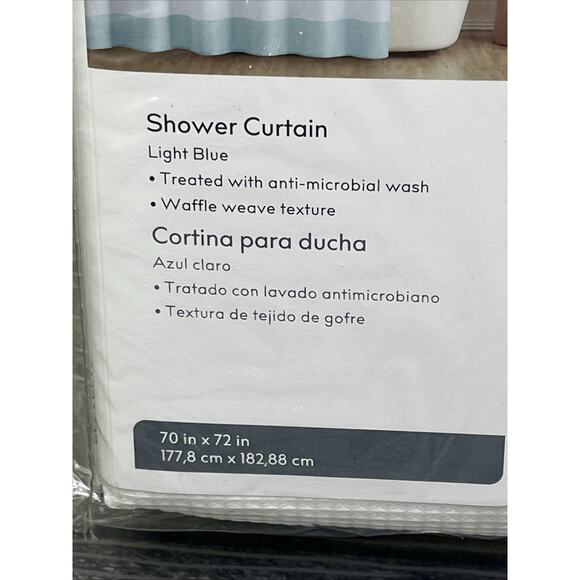 Style Selections Shower Curtain Blue Stripes Anti Microbial 70”x72”. {51}. - Picture 4 of 10